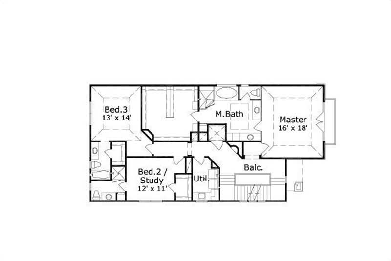 Floor Plan Second Story of Country Plan #156-1335