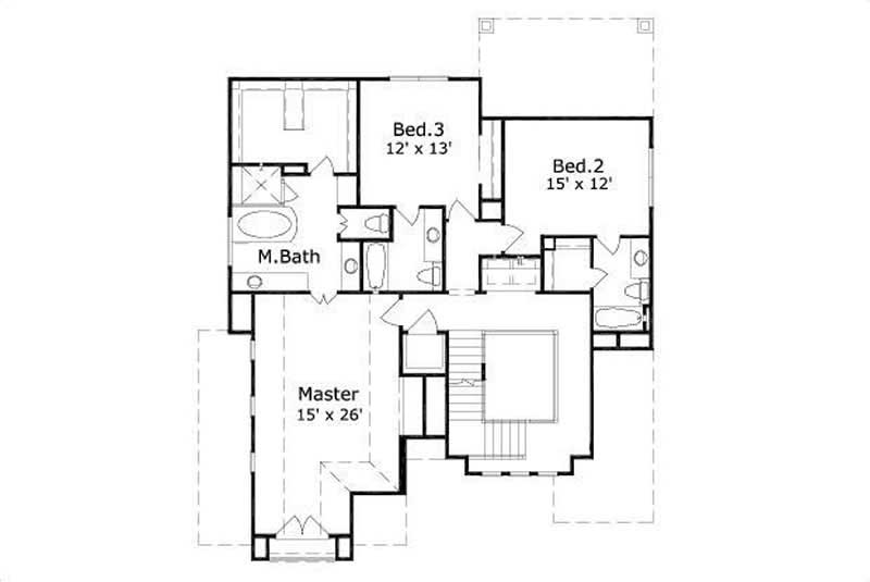 Floor Plan Second Story of Luxury Plan #156-1336