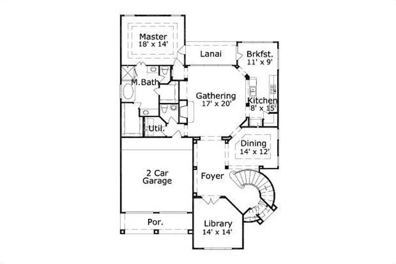 Floor Plan First Story of Traditional Plan #156-1337