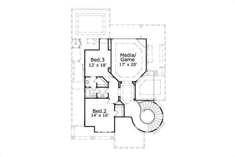 Floor Plan Second Story of Traditional Plan #156-1337