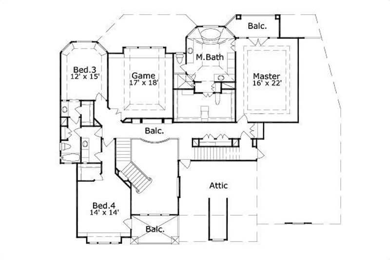 Floor Plan Second Story of Country Plan #156-1339