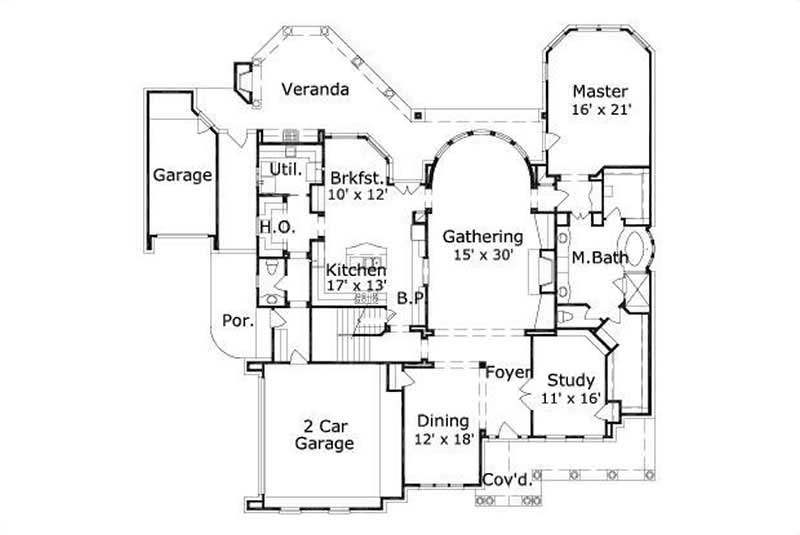 Floor Plan First Story of Luxury Plan #156-1342