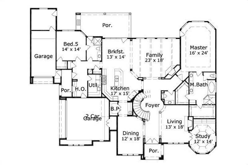 Floor Plan First Story of Plan #156-1343