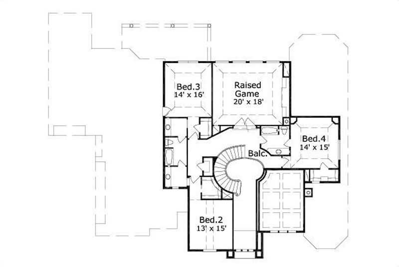 Floor Plan Second Story of Plan #156-1343