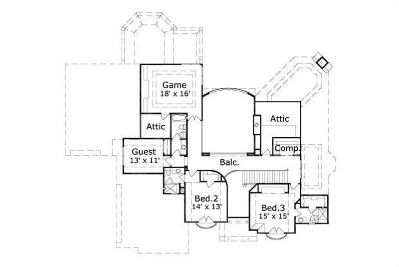 Floor Plan Second Story of Country Plan #156-1348