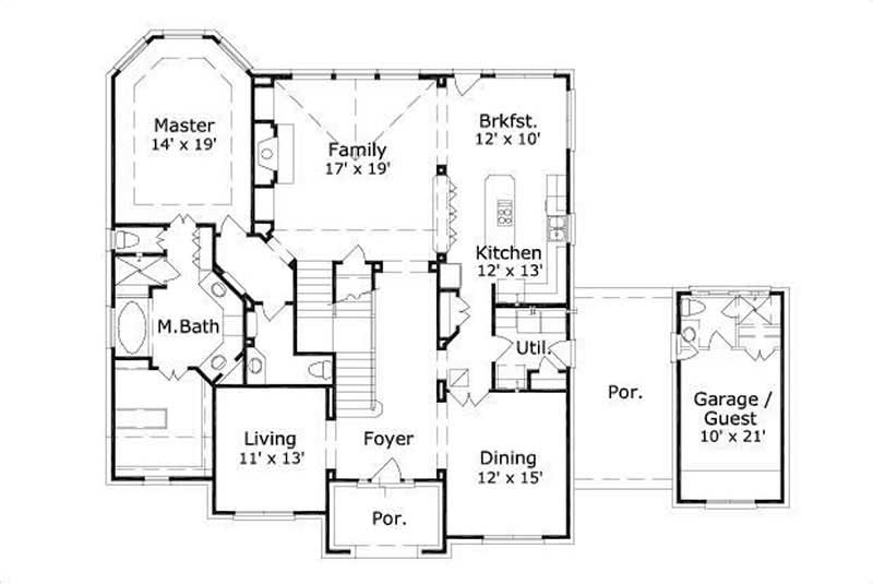 Floor Plan First Story of Luxury Plan #156-1349