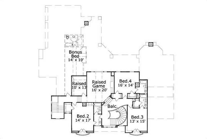 Floor Plan Second Story of Luxury Plan #156-1355