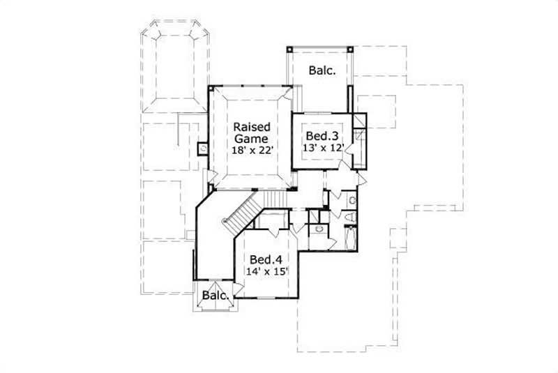 Floor Plan Second Story of Country Plan #156-1356