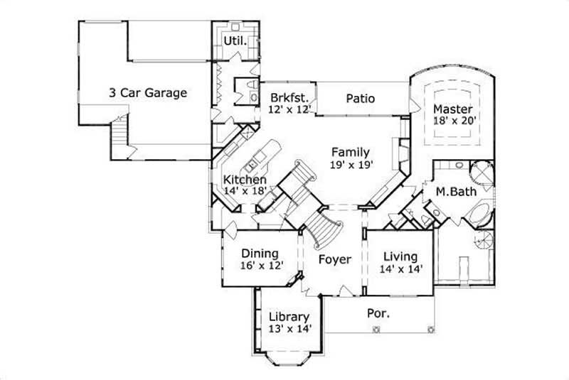 Floor Plan First Story of Luxury Plan #156-1357