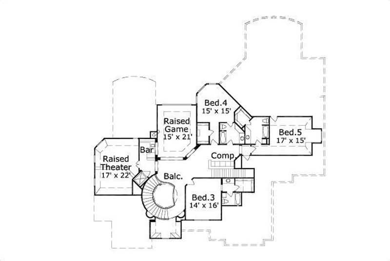 Floor Plan Second Story of Country Plan #156-1360
