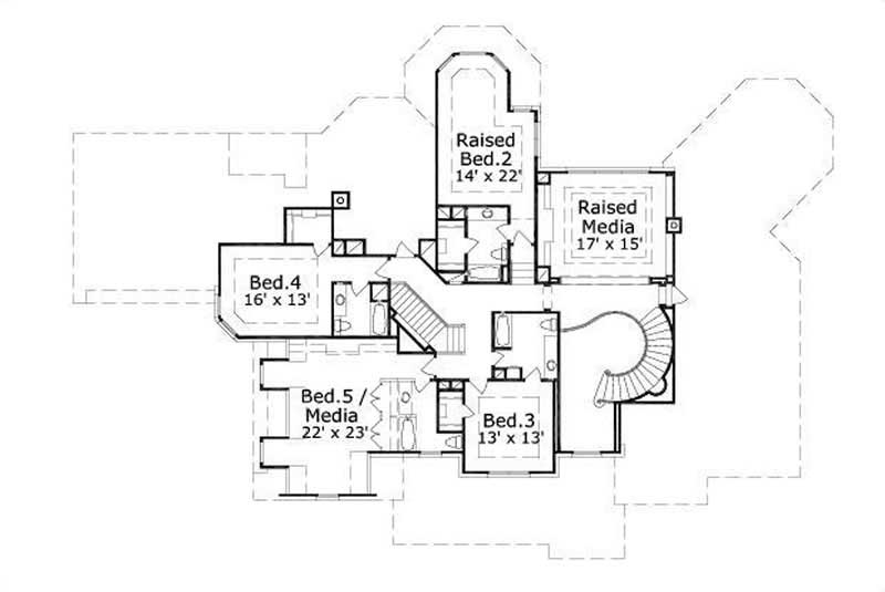 Floor Plan Second Story of Luxury Plan #156-1363