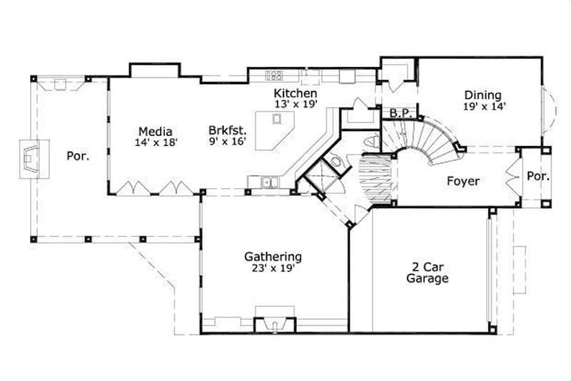 Floor Plan First Story of Luxury Plan #156-1365