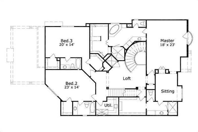 Floor Plan Second Story of Luxury Plan #156-1365
