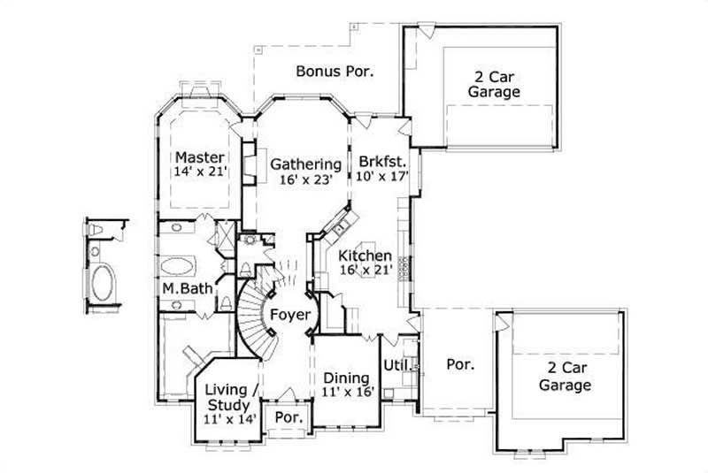 Floor Plan First Story of Luxury Plan #156-1366
