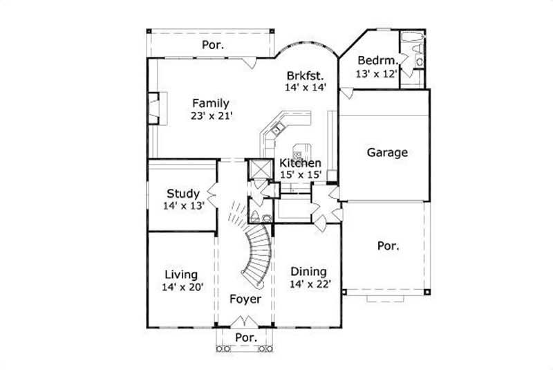 Floor Plan First Story of Luxury Plan #156-1373
