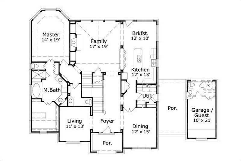 Floor Plan First Story of Luxury Plan #156-1374