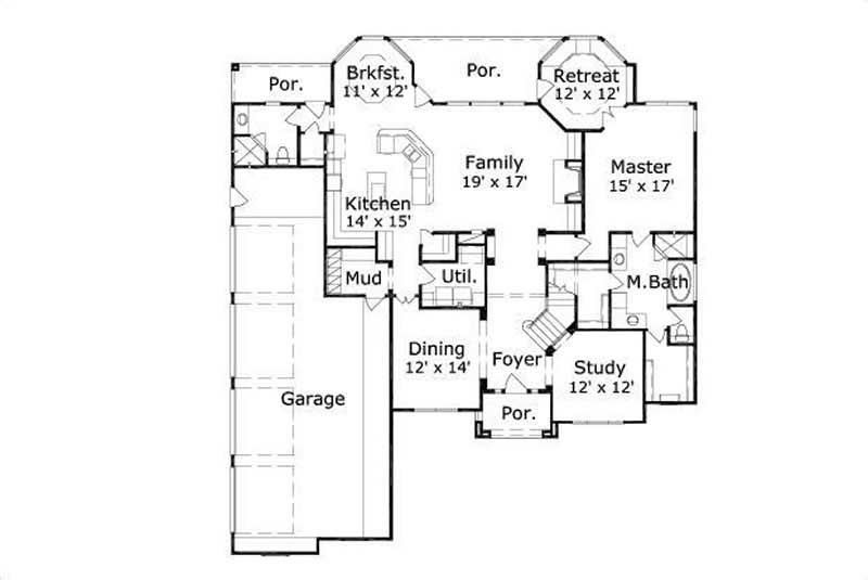 Floor Plan First Story of Luxury Plan #156-1376