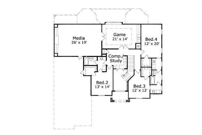 Floor Plan Second Story of Luxury Plan #156-1376