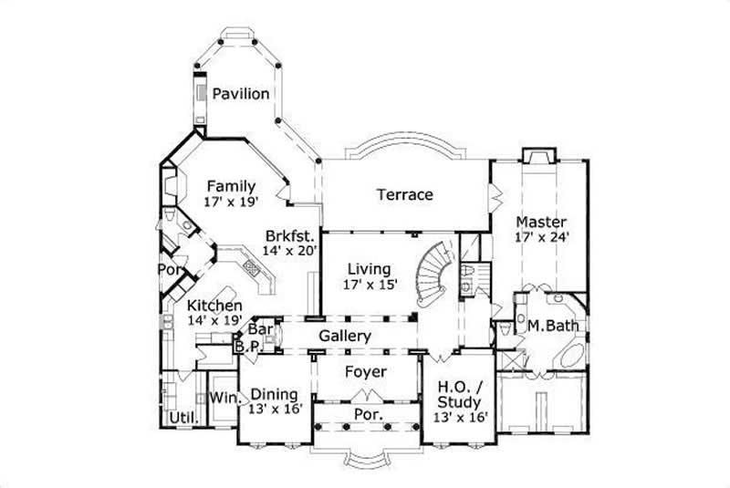 Floor Plan First Story of Luxury Plan #156-1377