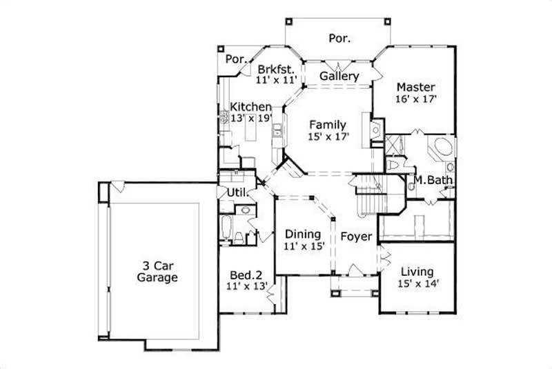 Floor Plan First Story of Luxury Plan #156-1378
