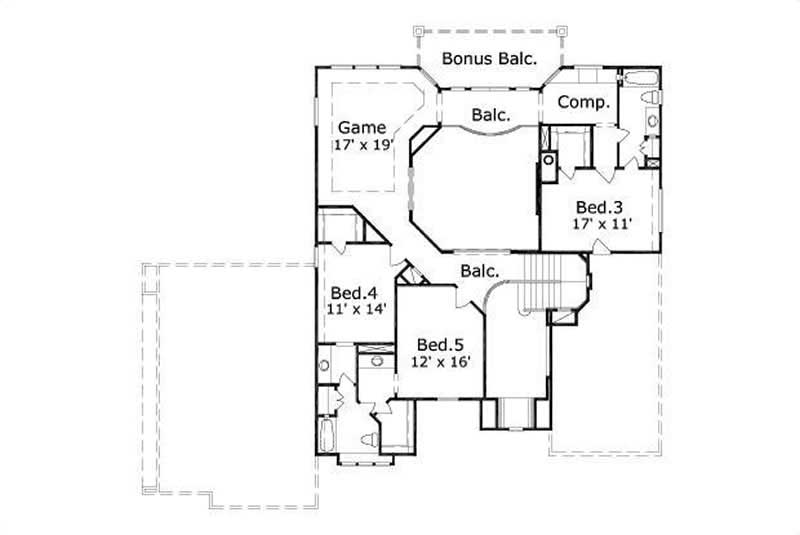 Floor Plan Second Story of Luxury Plan #156-1378