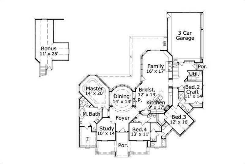 Floor Plan First Story of Luxury Plan #156-1380