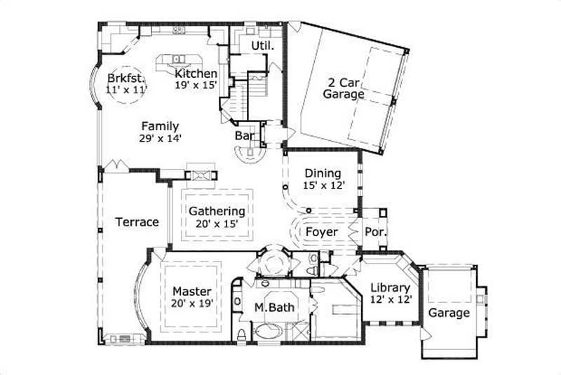 Floor Plan First Story of Luxury Plan #156-1383