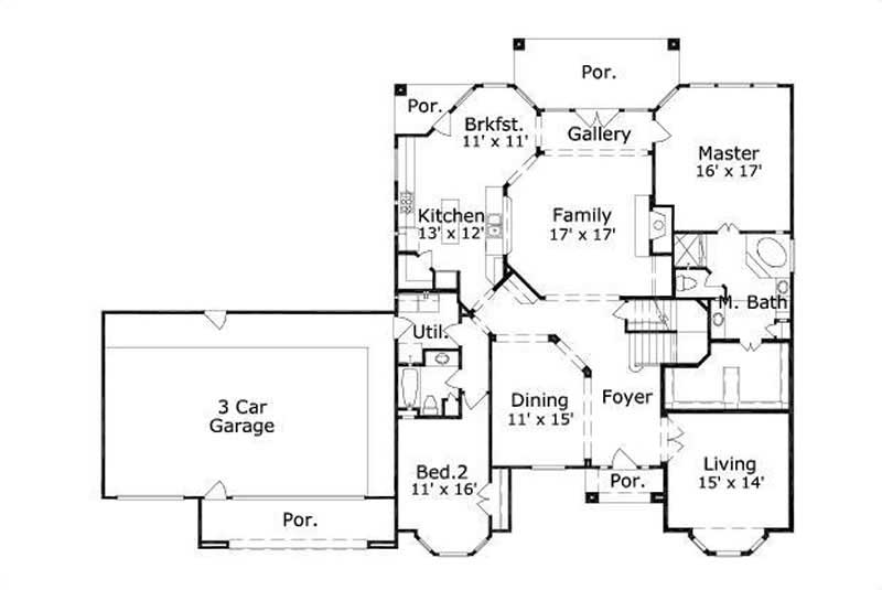 Floor Plan First Story of Luxury Plan #156-1385