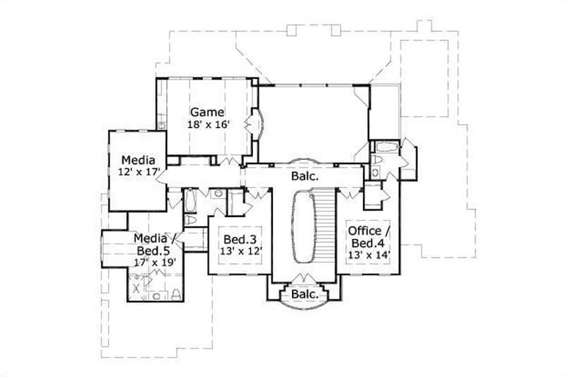 Floor Plan Second Story of Country Plan #156-1387
