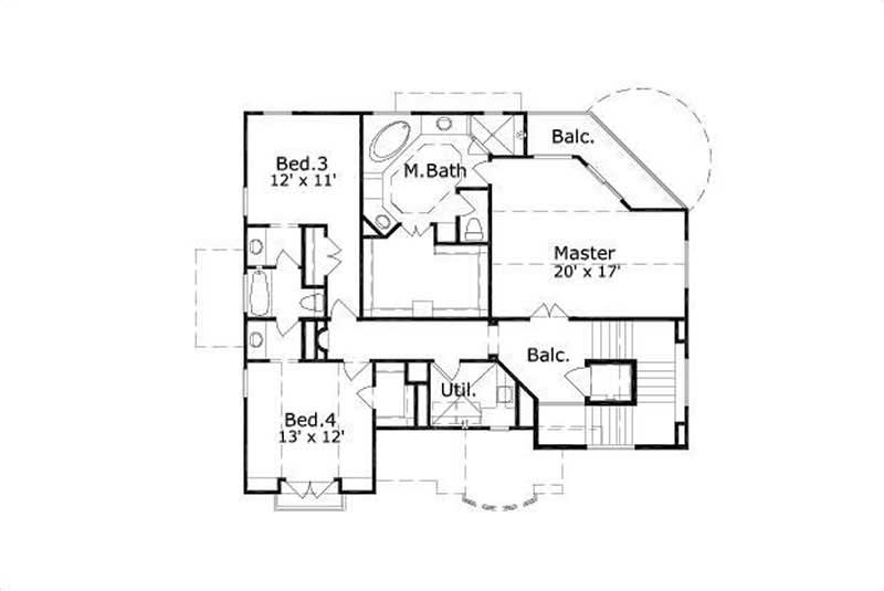 Floor Plan Third Story of Coastal Plan #156-1393