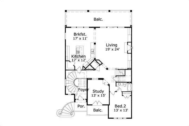 Floor Plan Second Story of Coastal Plan #156-1396