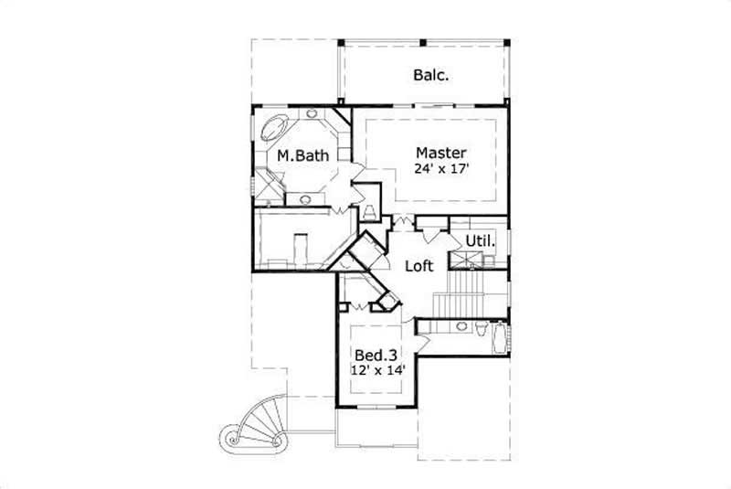 Floor Plan Third Story of Coastal Plan #156-1396