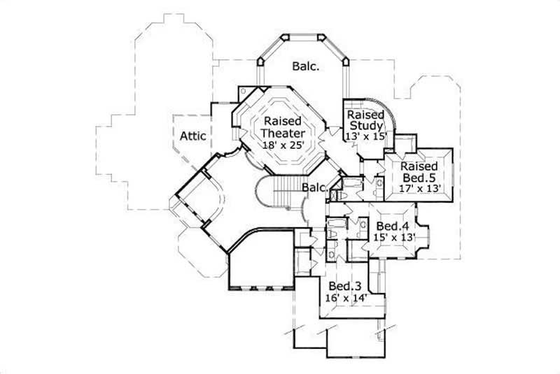 Floor Plan Second Story of Luxury Plan #156-1399