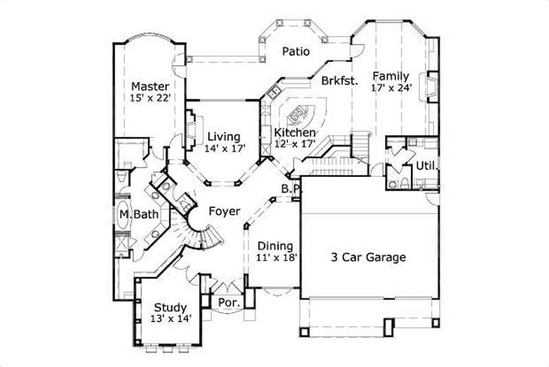 Floor Plan First Story of Luxury Plan #156-1400