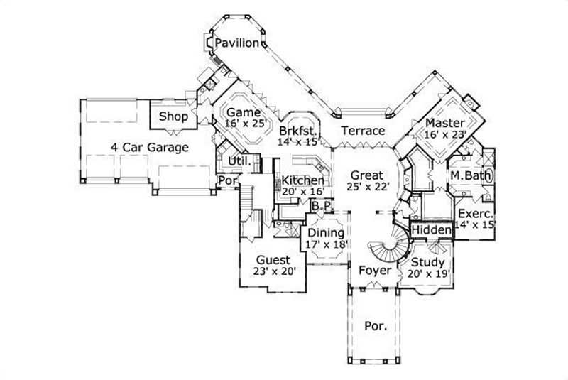 Floor Plan First Story of Luxury Plan #156-1401