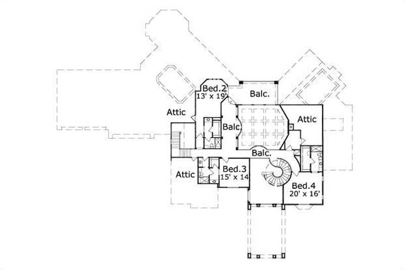 Floor Plan Second Story of Luxury Plan #156-1401