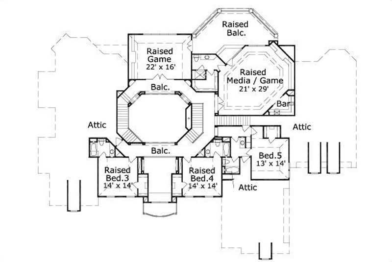 Floor Plan Second Story of French Plan #156-1402