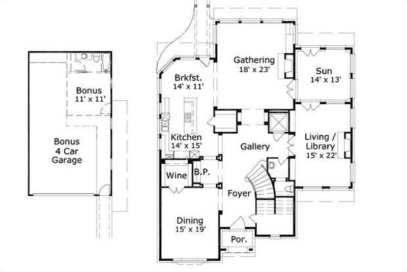 Floor Plan First Story of Luxury Plan #156-1406