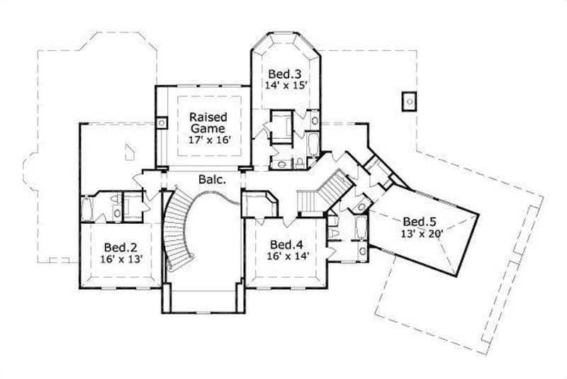 Floor Plan Second Story of Luxury Plan #156-1408