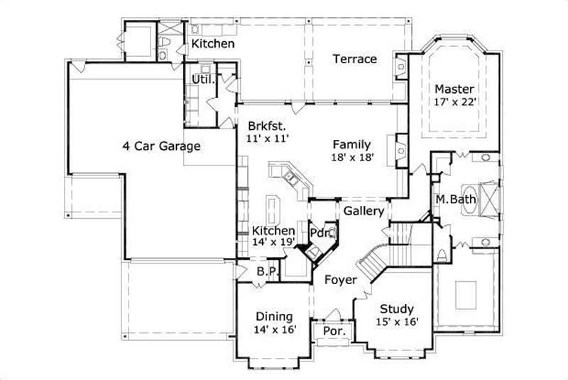 Floor Plan First Story of Luxury Plan #156-1409