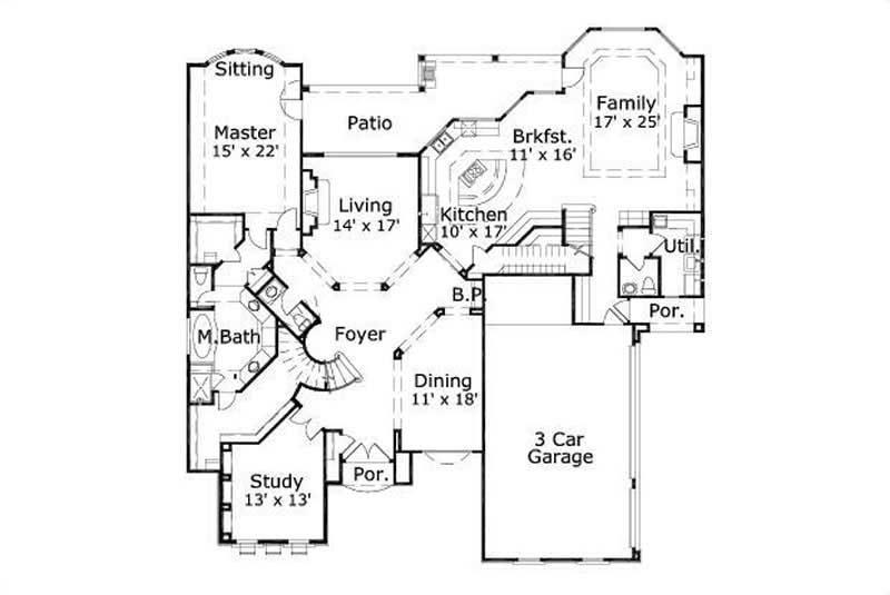 Floor Plan First Story of Luxury Plan #156-1411