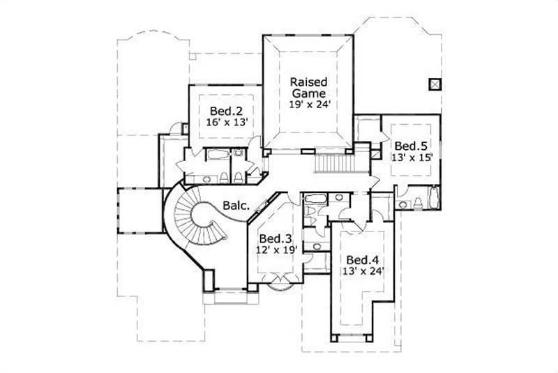 Floor Plan Second Story of Luxury Plan #156-1411