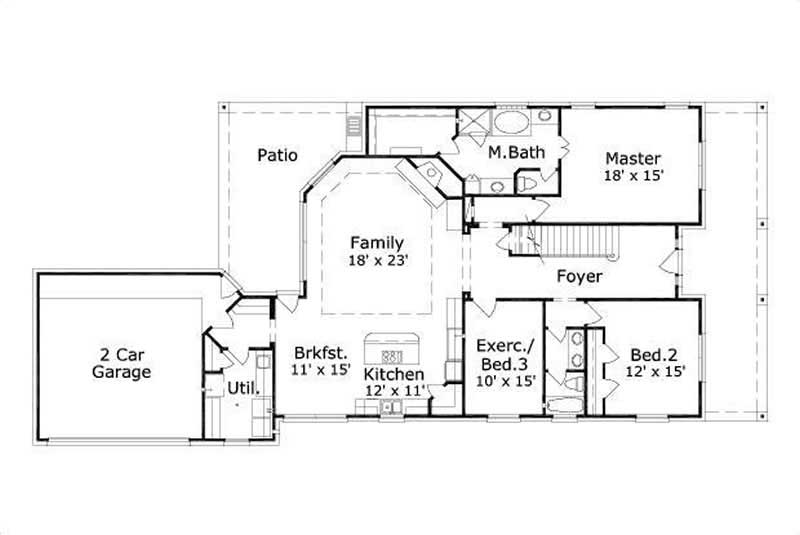 Floor Plan First Story of Traditional Plan #156-1425