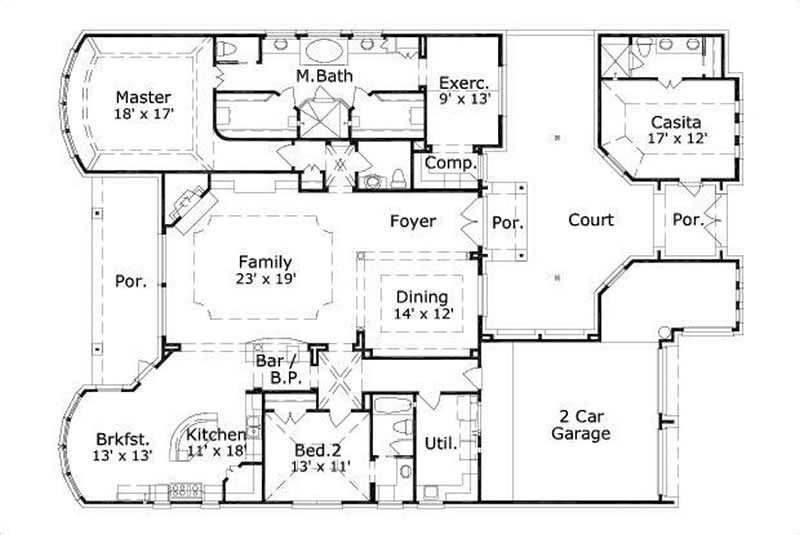 Floor Plan First Story of Ranch Plan #156-1435
