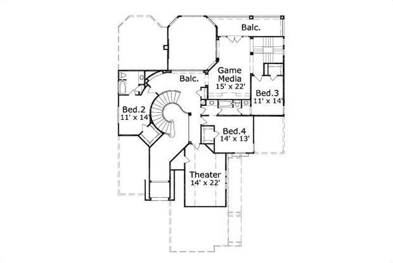 Floor Plan Second Story of Plan #156-1438