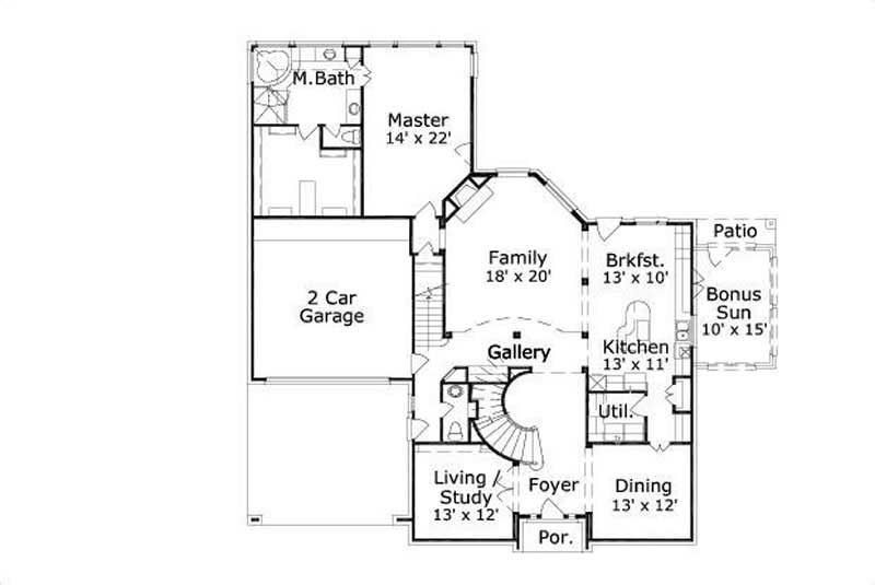 Floor Plan First Story of Luxury Plan #156-1444