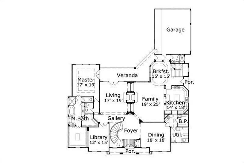 Floor Plan First Story of Luxury Plan #156-1445