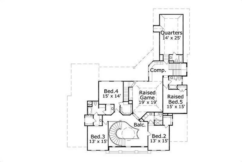 Floor Plan Second Story of Luxury Plan #156-1445