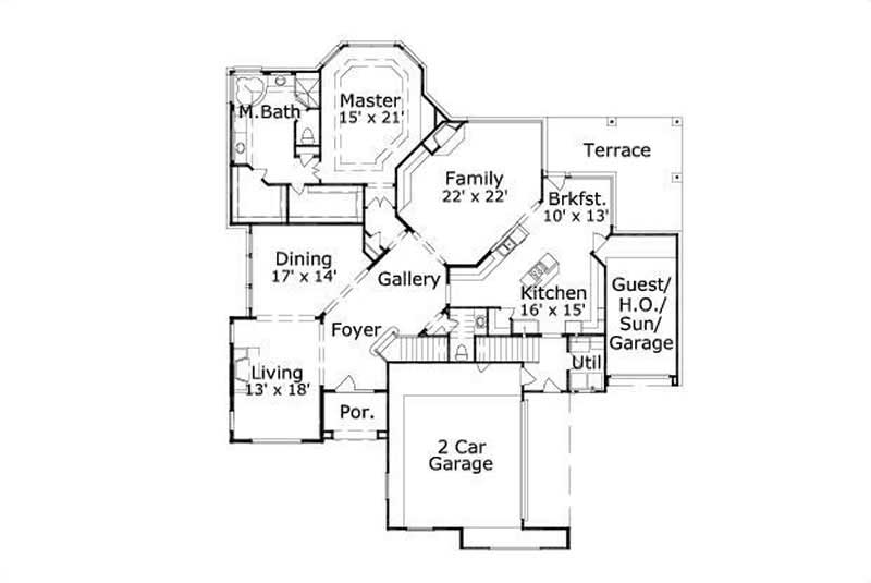 Floor Plan First Story of Luxury Plan #156-1451
