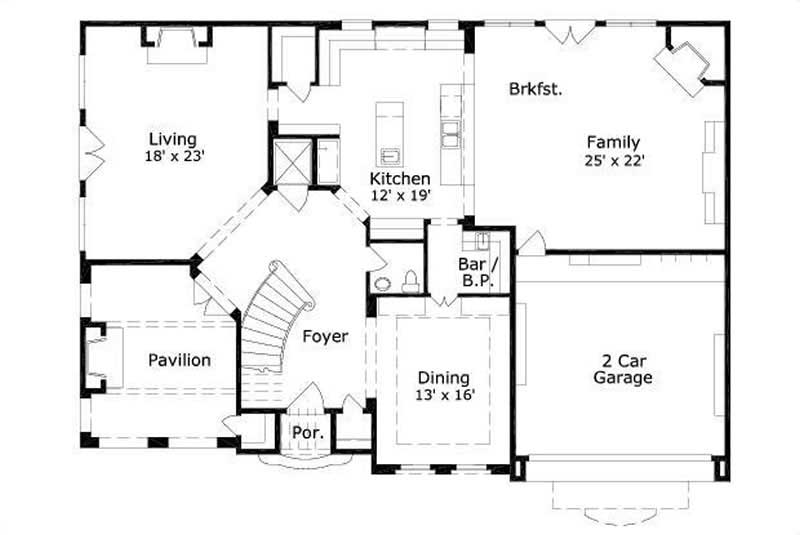 Floor Plan First Story of Luxury Plan #156-1452